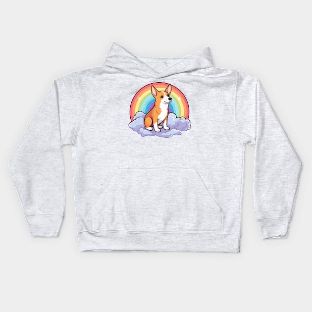 Cute Basenji Rainbow Cloud Kawaii Dog Happy Puppy Kids Hoodie by Sports Stars ⭐⭐⭐⭐⭐